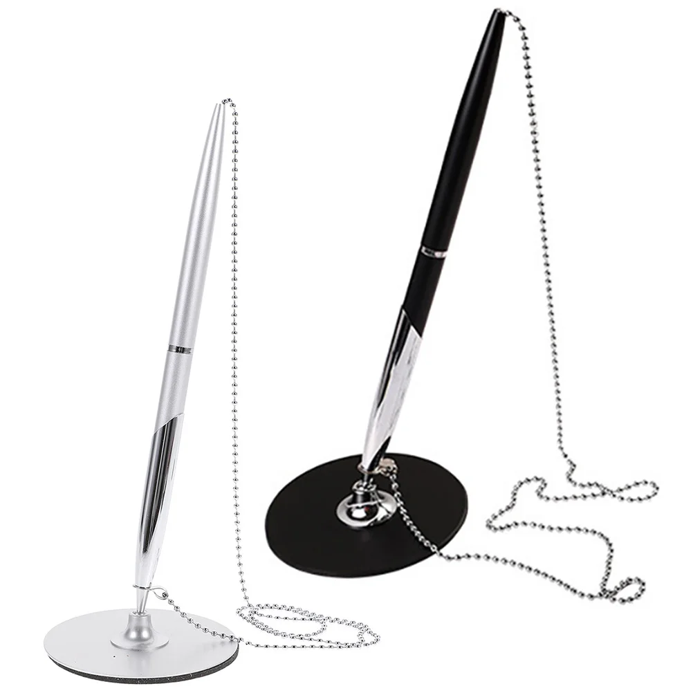 

Pen Pens Sign Chain Signing Desktop Holder Guest Ink Writing Business Office Secure Ballpoint Standing Reception Ffice Table