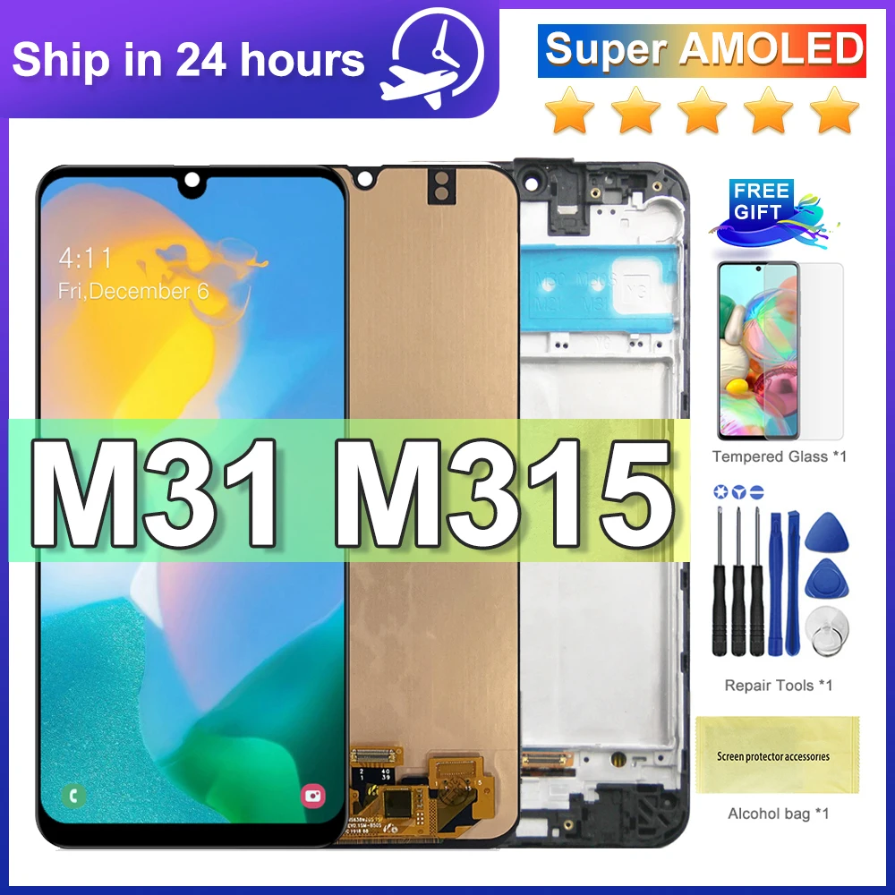 100% протестированный Super AMOLED для Samsung Galaxy M31 LCD M315 M315F SM-M315F ЖК-дисплей сенсорный