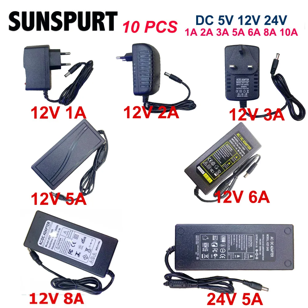 Фото 1-10 шт. DC5V 12V 24V трансформатор AC110V 220V импульсный источник питания 1A 2A 3A 5A 6A 8A 10A адаптер питания для соединения светодиодных лент видеонаблюдения №3