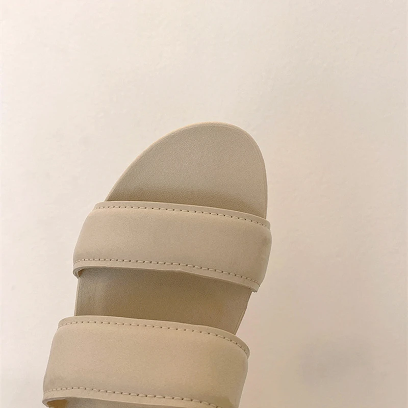 Simple Style Summer Seaside Vacation One Word Slips Non-slip Ladies Flat Bottom Outside Wear Sandals Temperament Casual Slippers