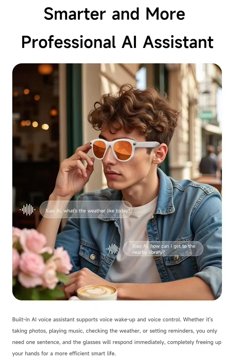 Фото Умные очки Lenovo 1200MP 8KHD AI с изменением цвета, Chat GPT, AI-переводом, камерой, Bluetooth-звонками, голосовым помощником, управлением музыкой для мужчин №2