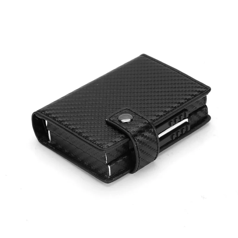 

Metal Men Card Holder RFID Aluminium Alloy Credit Card Holder PU Leather Wallet Antitheft Men Wallets Double Card Case
