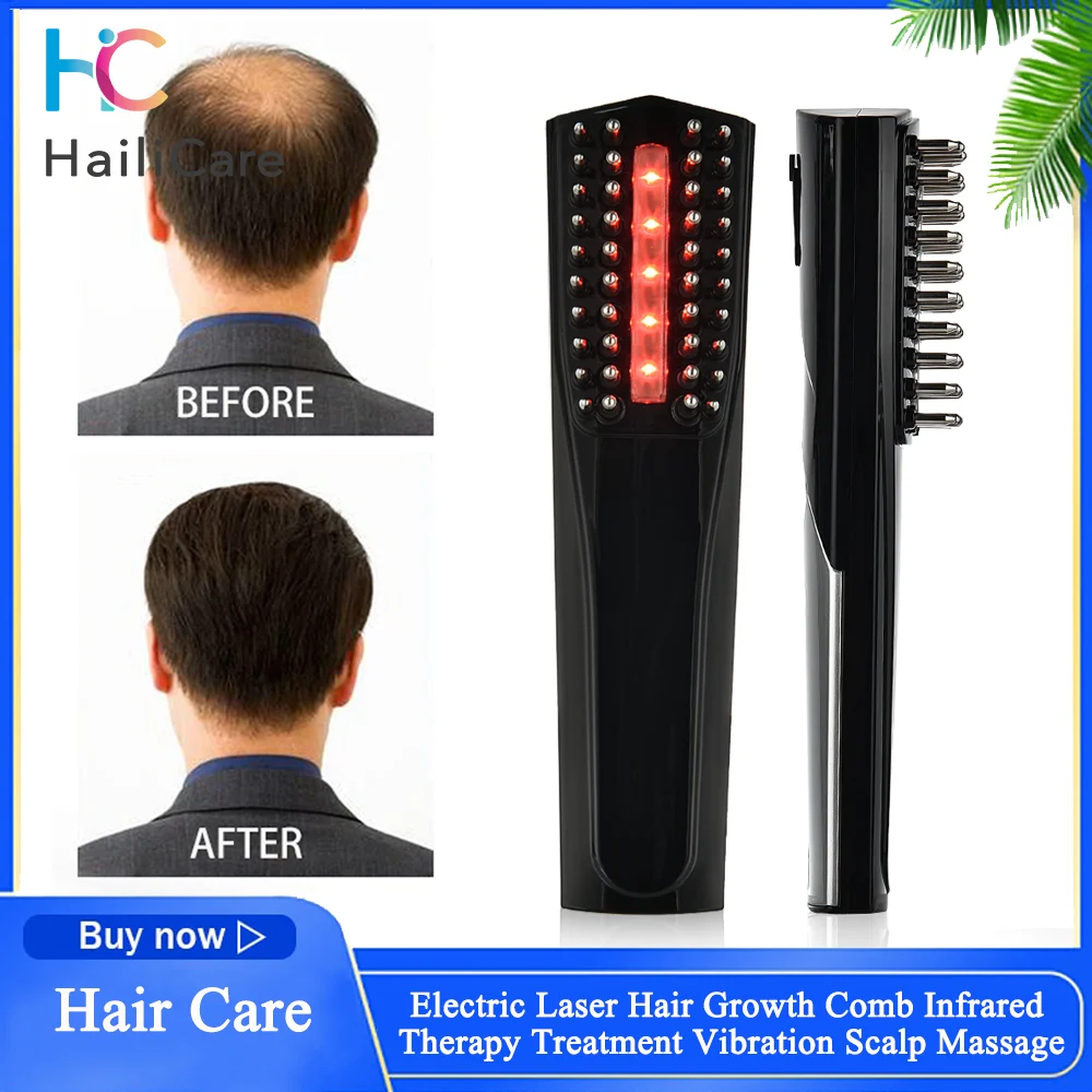 

Electric Laser Hair Growth Comb Infrared Therapy Treatment Vibration Scalp Massage Hairbrush Anti Hair Loss Products Home Salon