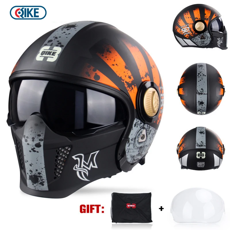 Motorcycle Vintage Open Face Helmet Modular Retro DOT Capacete Half Face Off Road Motocross Helmet High Quality Scooter Casque