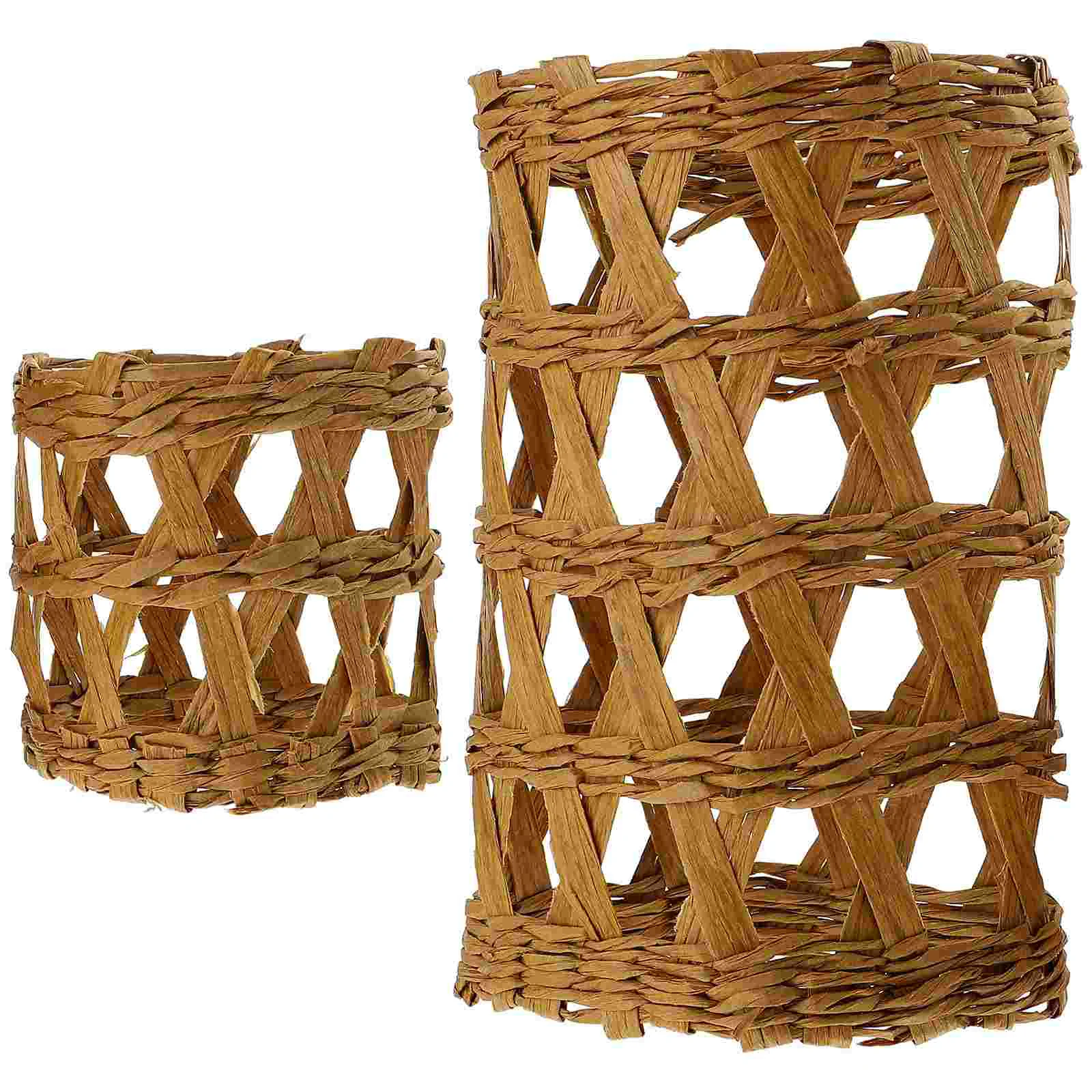 

2pcs Glass Cup Weaving Cover Weaving Cup Sleeves Clear Vase Sleeves Woven Cup Protectors for Dorm Home