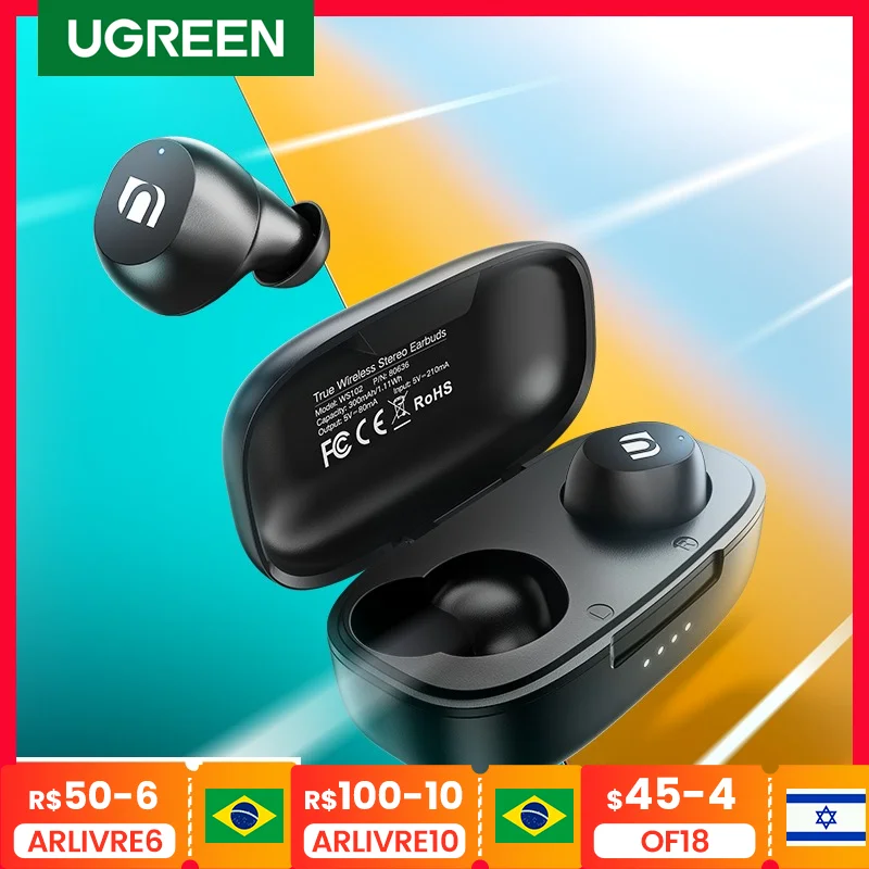 

UGREEN TWS Bluetooth Earphones Headphones True Wireless Earbuds In Ear Stereo Headset Sport TWS Bluetooth Headphones