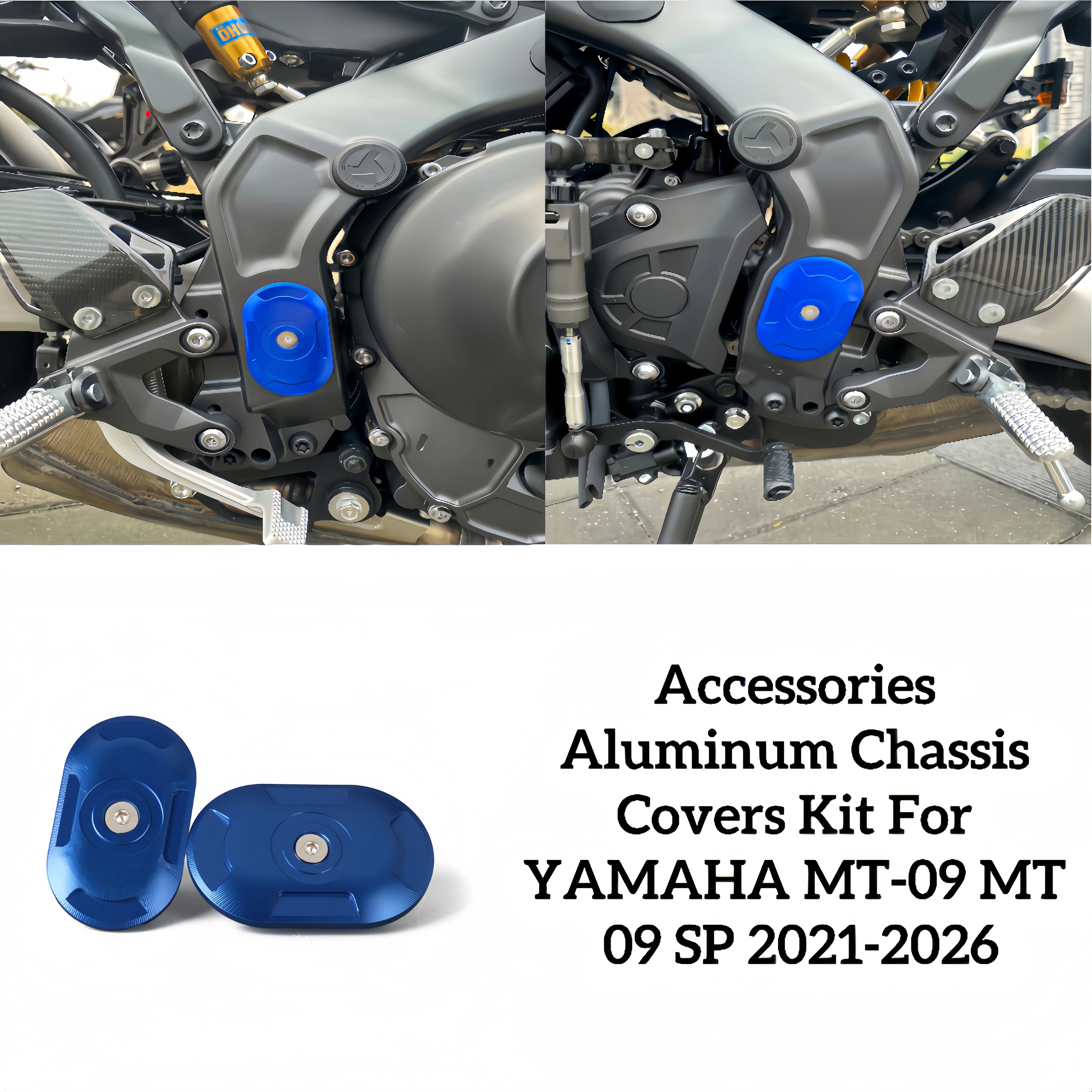 Фото Для YAMAHA MT09 MT09 SP Tracer9&GT Tracer9 GT+ XSR900: Алюминиевые заглушки для отверстий в раме мотоцикла, ЧПУ, 2021-2026 №1