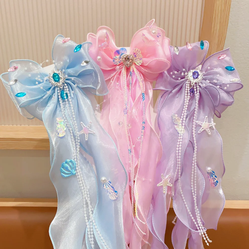 Заколка для волос с кисточками и бантом девочек милые плетеные зажимы в стиле