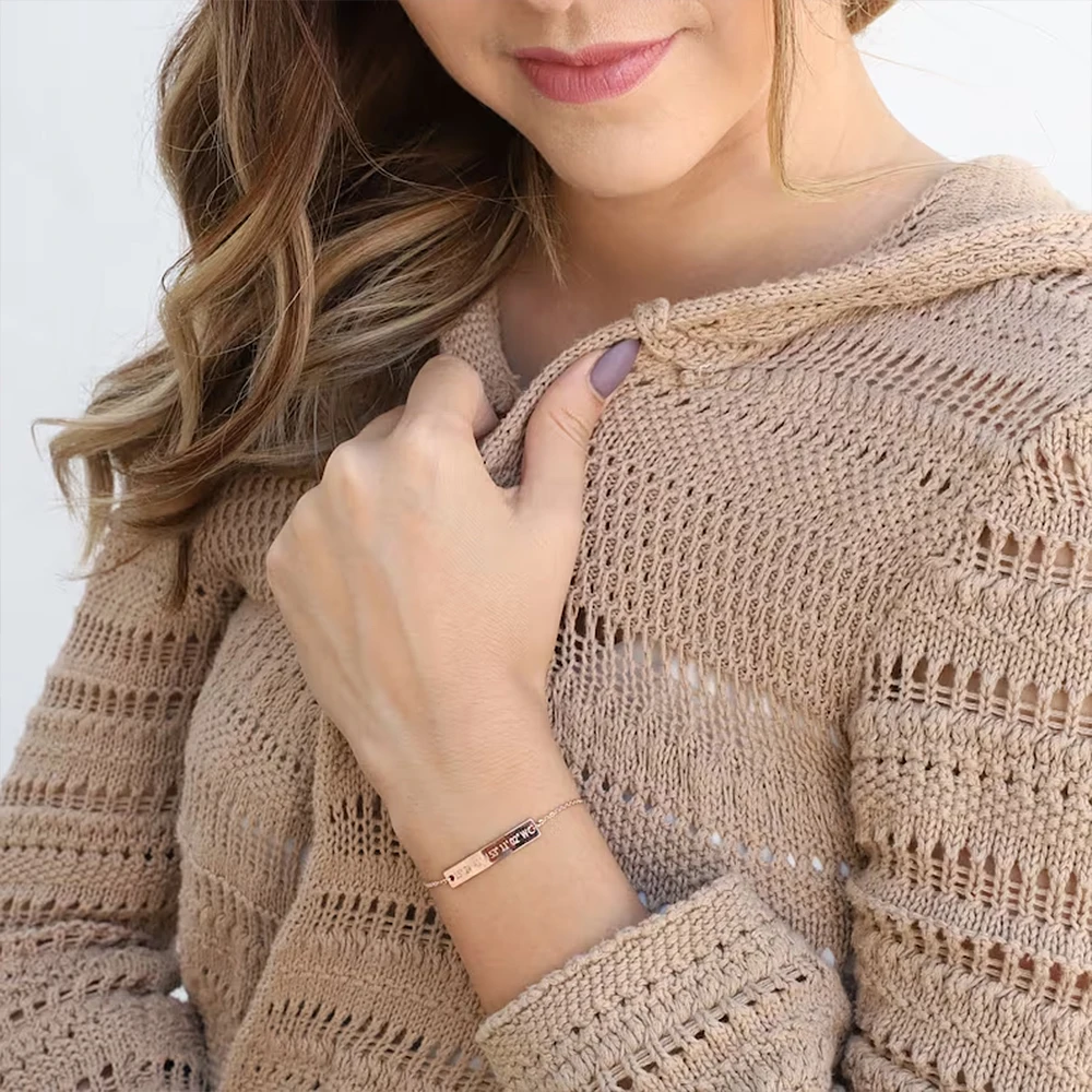 

Персонализированный широкий браслет из нержавеющей стали с именными координатами, женские изящные Подвесные Браслеты