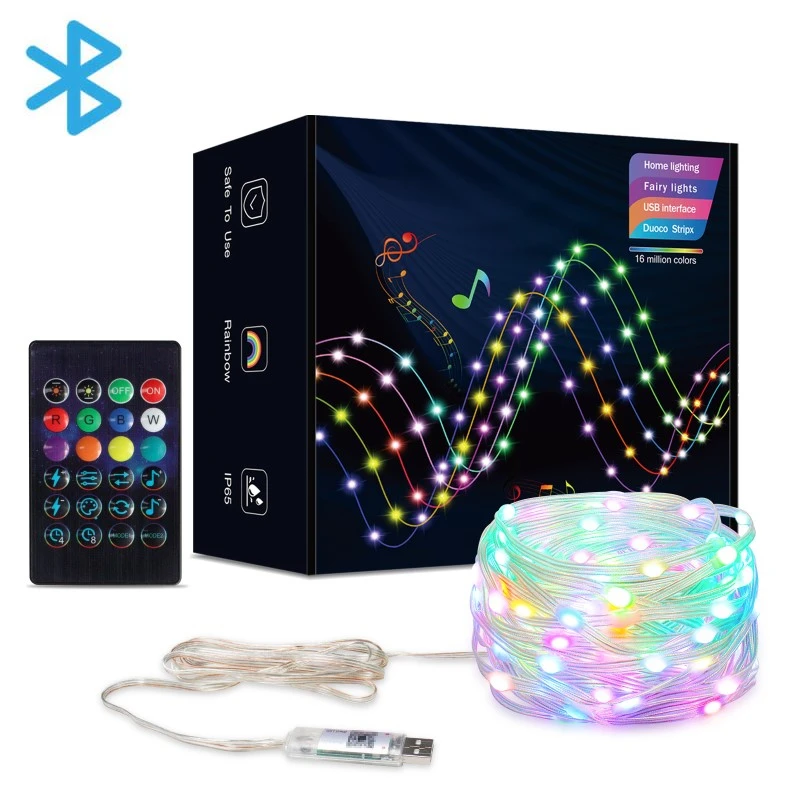 

5/10/15/20M LED Leather Light String 5V Christmas Day Decoration Camping Small Copper Wire Lamp Bluetooth Control Music Light