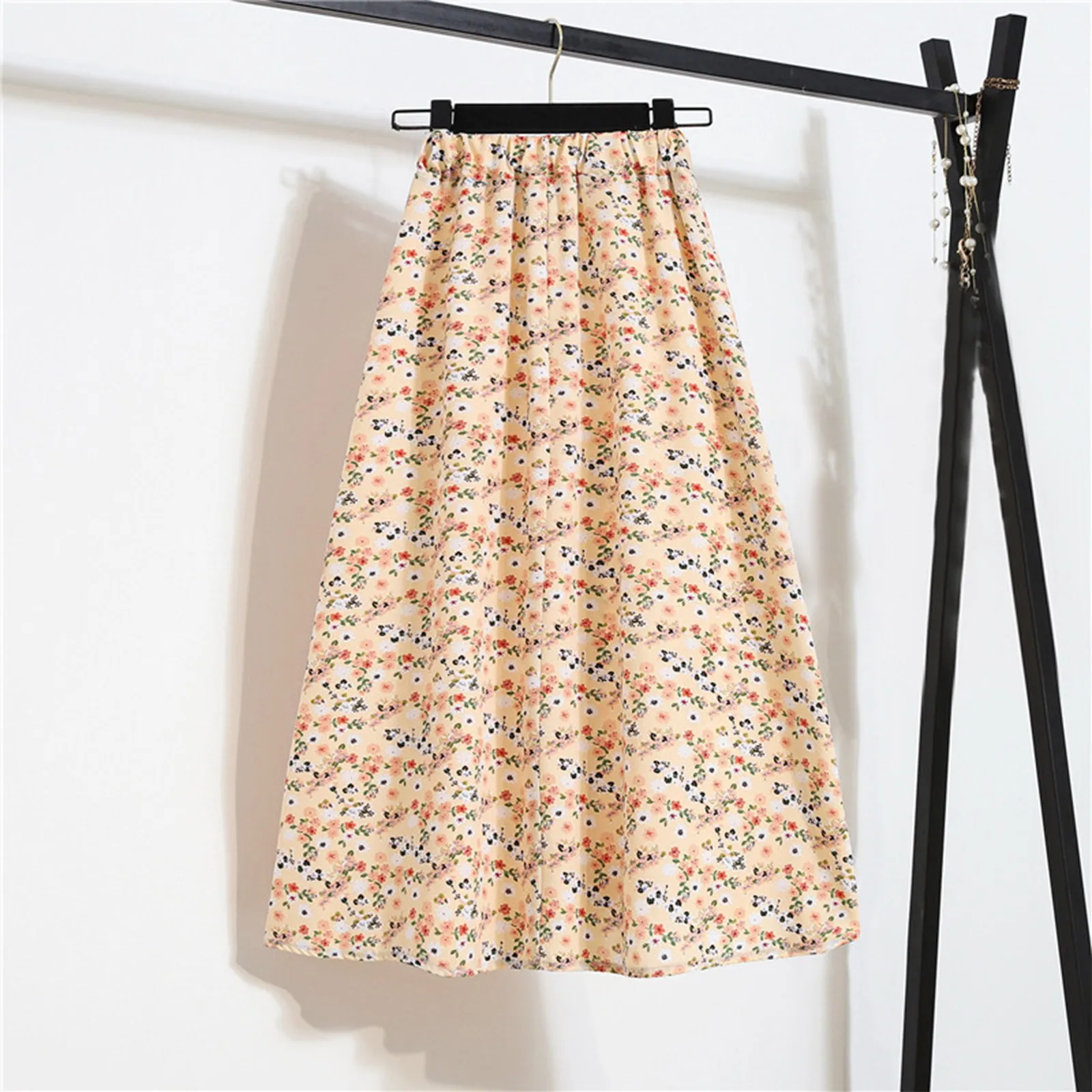 

Floral Skirt Wrap Hip Waist Half High Women's A-line Skirt Length Skirt Wrap Midi Skirt