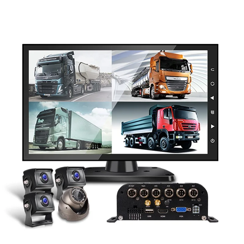 

4CH-AHD-MDVR Video Recorder Night Vision 10inch Display Bus Safety Monitoring System 4G GPS MDVR Truck Driving Recorder