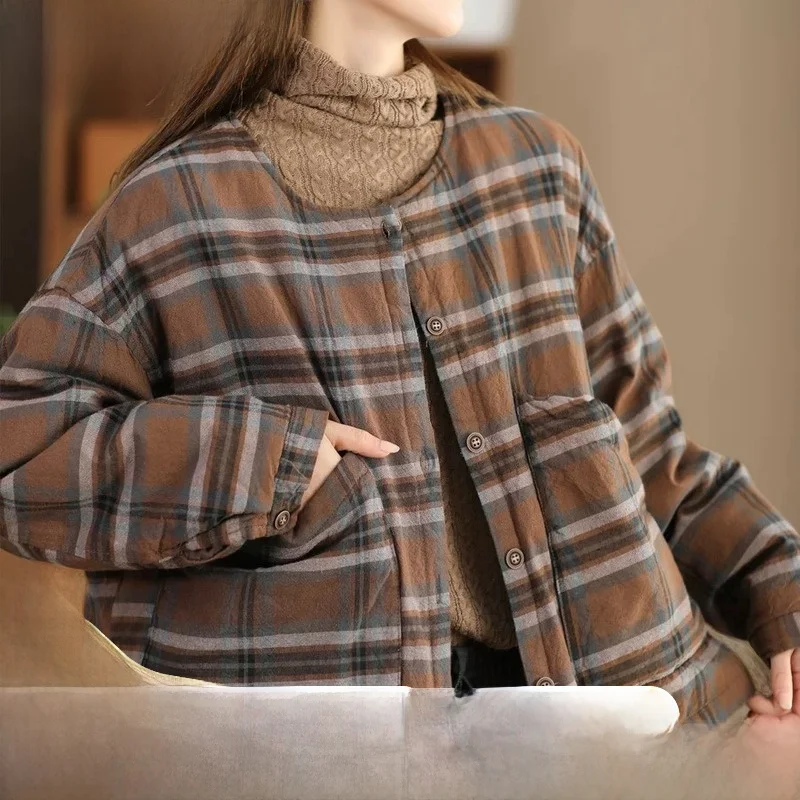 Сбор утечек ~ Зимний льняной пуховик в стиле ретро с камнями жареный цвет