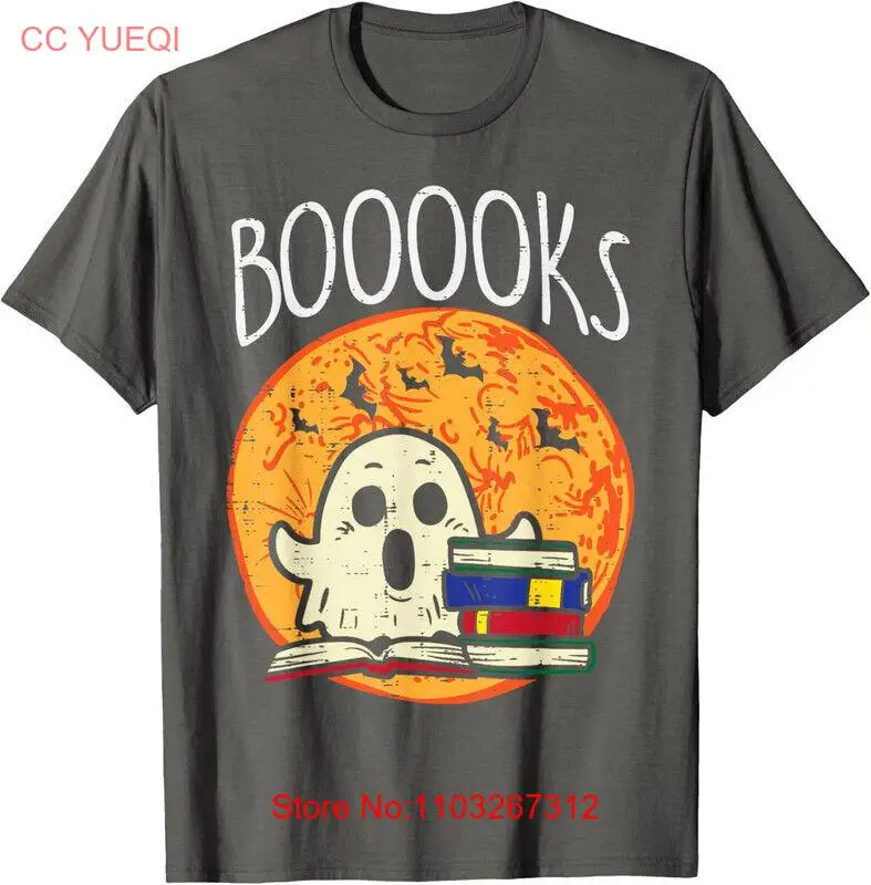 Футболка унисекс с рисунком книги призрака Boooks для чтения на Хэллоуин