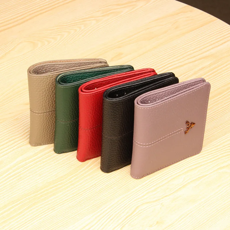 5 Colors 100% Genuine Leather Wallets Women's Short Ultra Thin Mini Wallet 2022 Fashion Luxury Purse Hasp Design  Small Wallet