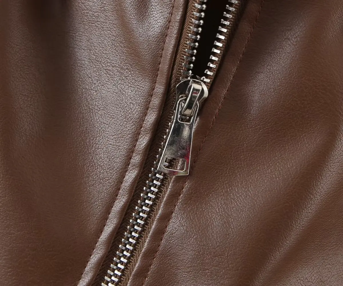 Brown Short Leather Coat Women's 2022 Autumn Vintage Loose PU Leather Motorcycle Skinny Leather Jacket Young Girl Short Clothes