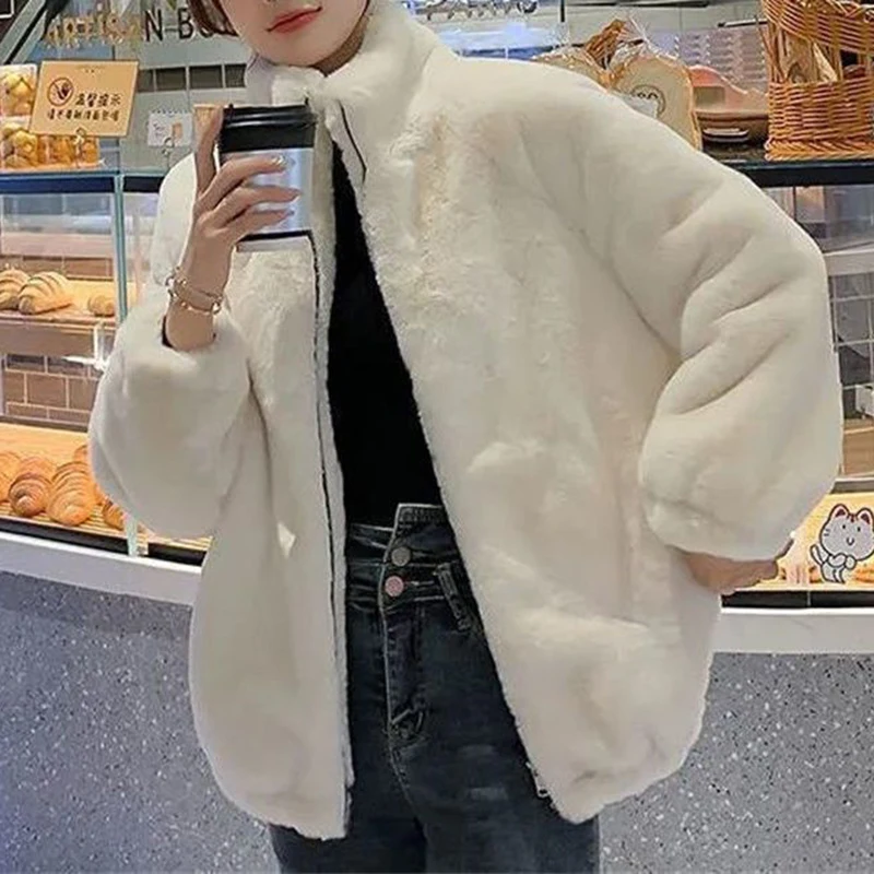 fur coat Women's autumn and winter 2022 new stand collar  cotton thickened warm lamb wool coat  jacket  fur coat women