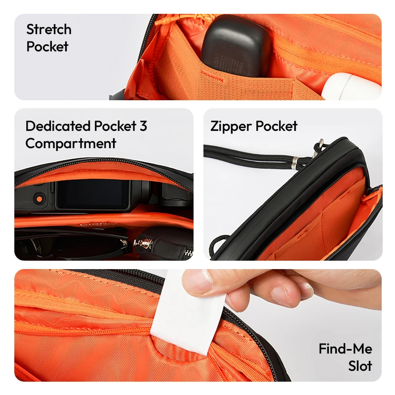 Фото ​ Ulanzi YY08 TechLite Sling Портативная сумка через плечо для смартфона Мини-микрофон Экшн-камера для путешествий на открытом воздухе №5