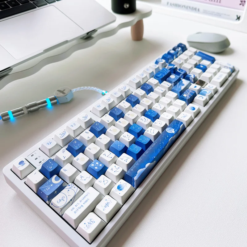 Фото Прозрачные колпачки для клавиш «Звездное небо» Cherry Moa Xda, круглые, Pbt, термосублимационные, синие, механические колпачки для клавиш премиум-класса, подарки №4
