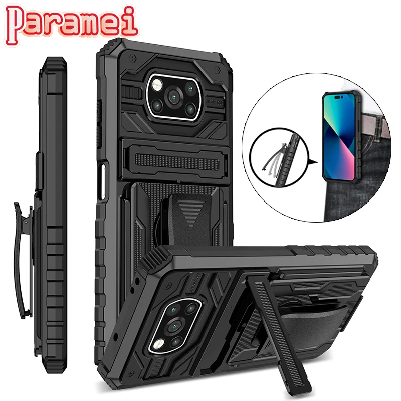 

Shockproof Phone Case For Xiaomi Poco X4Pro X3NFC X3Pro X3 Luxury Back Clip Bracket Protective Cover For Poco M3 M3Pro M4Pro 5G