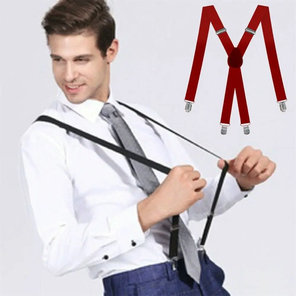 

Unisex Wedding Dress Elastic Sturdy X Back Trousers Belt Strap Clip Braces Suspenders