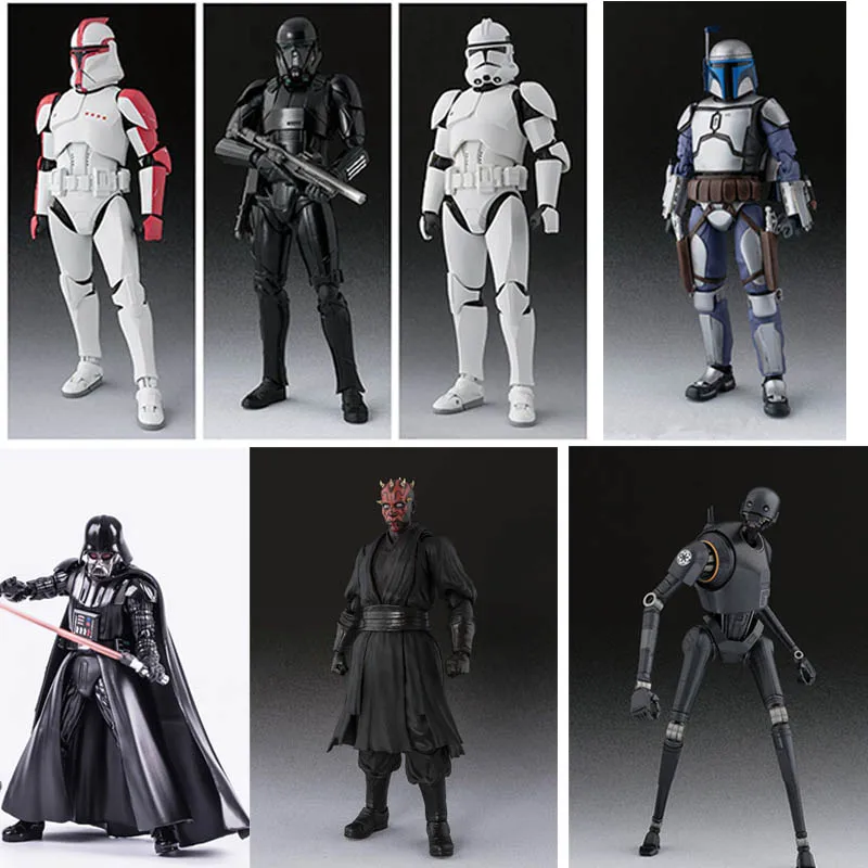 

SHF Star Wars Series Darth Moore Black Soldier White Soldier K-2SO Bounty Hunter Action Figure Movable Modle Toys