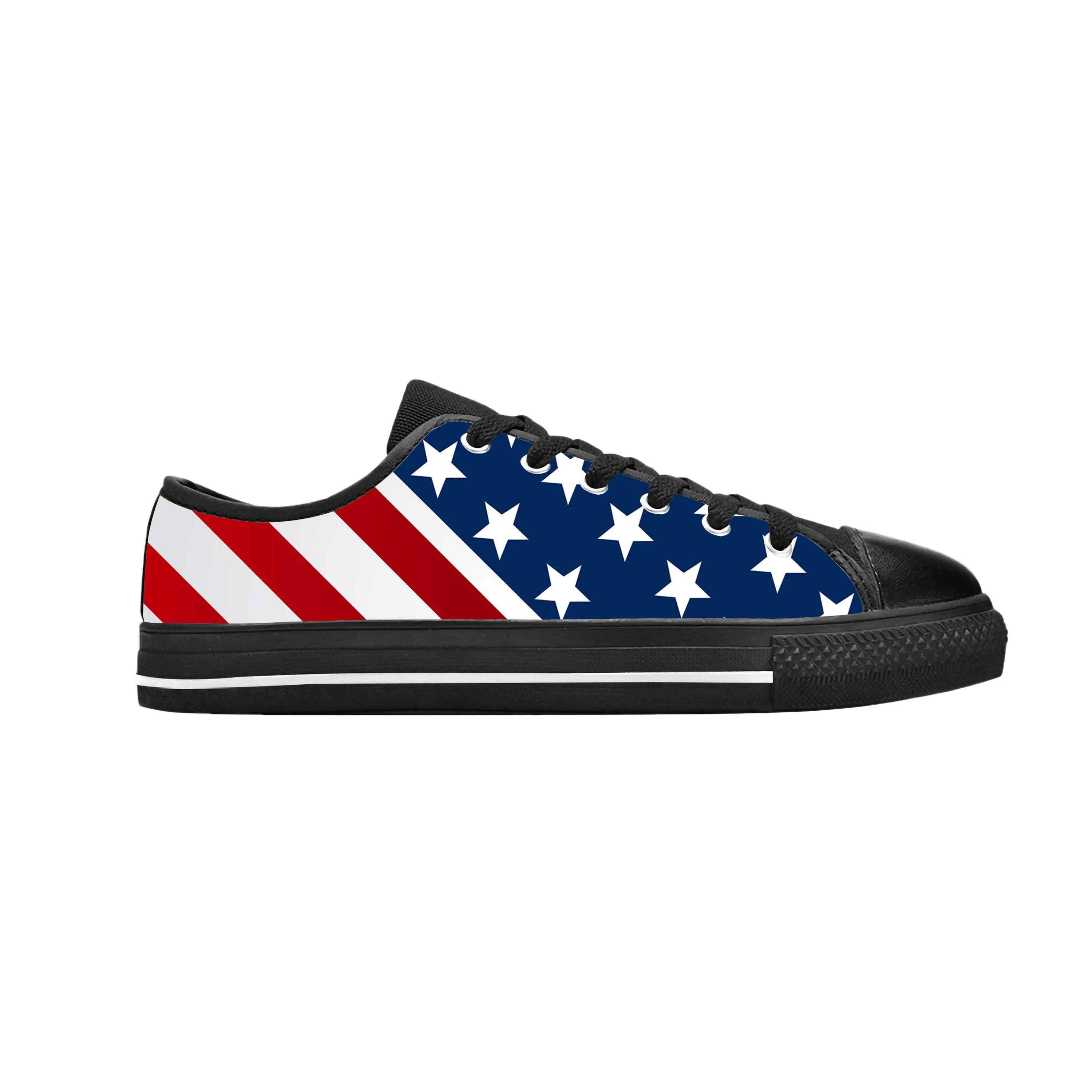 

United States USA American Flag Stars Stripes Cool Casual Cloth Shoes Low Top Comfortable Breathable 3D Print Men Women Sneakers