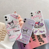 bandai kuromi cute cartoon phone cases for iphone 11 pro max 12 mini xr xs max 8 x 7 2022 y2k girl soft silicone cover gift
