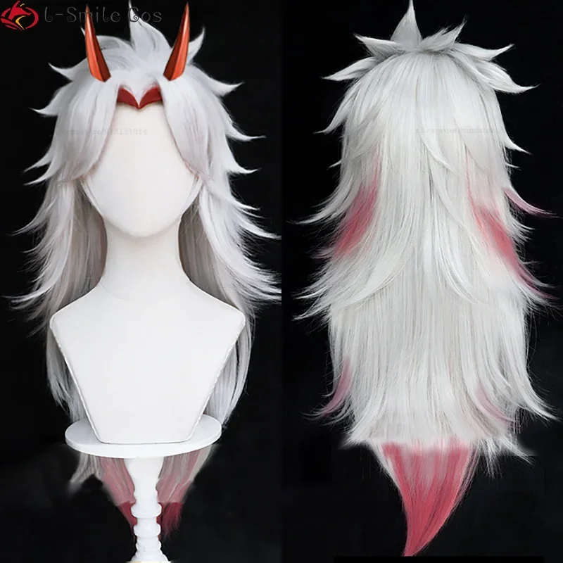 Игра Genshin Impact Косплей Аратаки Итто парик 65 см длинные градиентные волосы с рогом