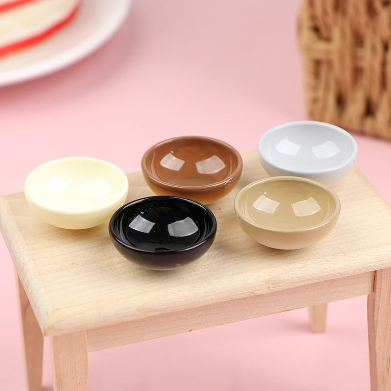 10pcs Dollhouse Miniature Bowl Dish Round Mini Cutlery Toy 1/12 Scale Doll House Kitchen Dinning Accessory