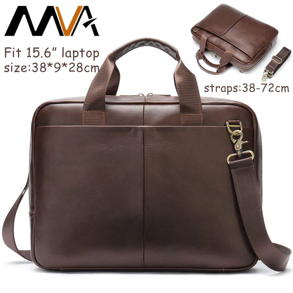MVA Men's Bag Genuine Leather Handbags Casual Man Messenger Bags Men's Designer Bag For Document 15.6