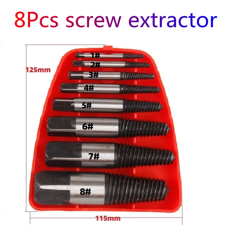 5/6/8PcsDamaged Broken Screw Remover Extractor Drill Bits Steel Durable Easy Out Remover Center Drill Damaged Bolts Remover Tool