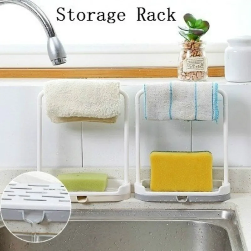 

Kitchen Storage Rack Dishcloth Hanging Rack Towel Sponge Drain Racks Bathroom Soap Holder Sink Desktop Organizer