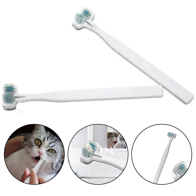 

Pet Toothbrush Double Heads Cat Teeth Brushing For Dog Cat Supplies Multi-angle Cleaning Pet Breath Freshener Oral Care