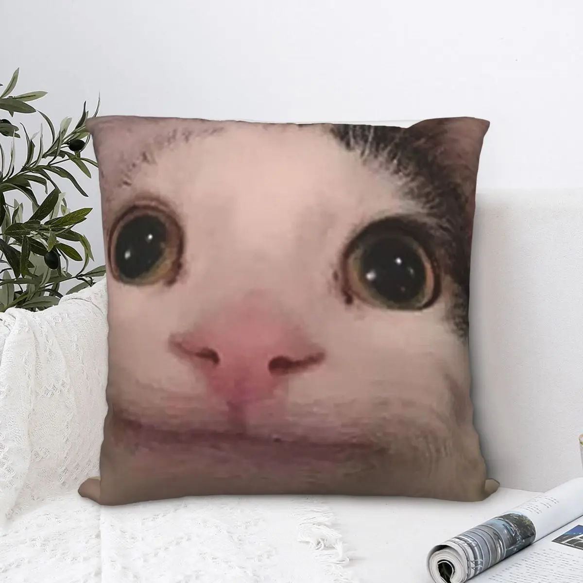 

Funny Cat Meme Throw Pillow Case Sad Cat Meme Backpack Hugpillow Covers DIY Printed Reusable Chair Decor