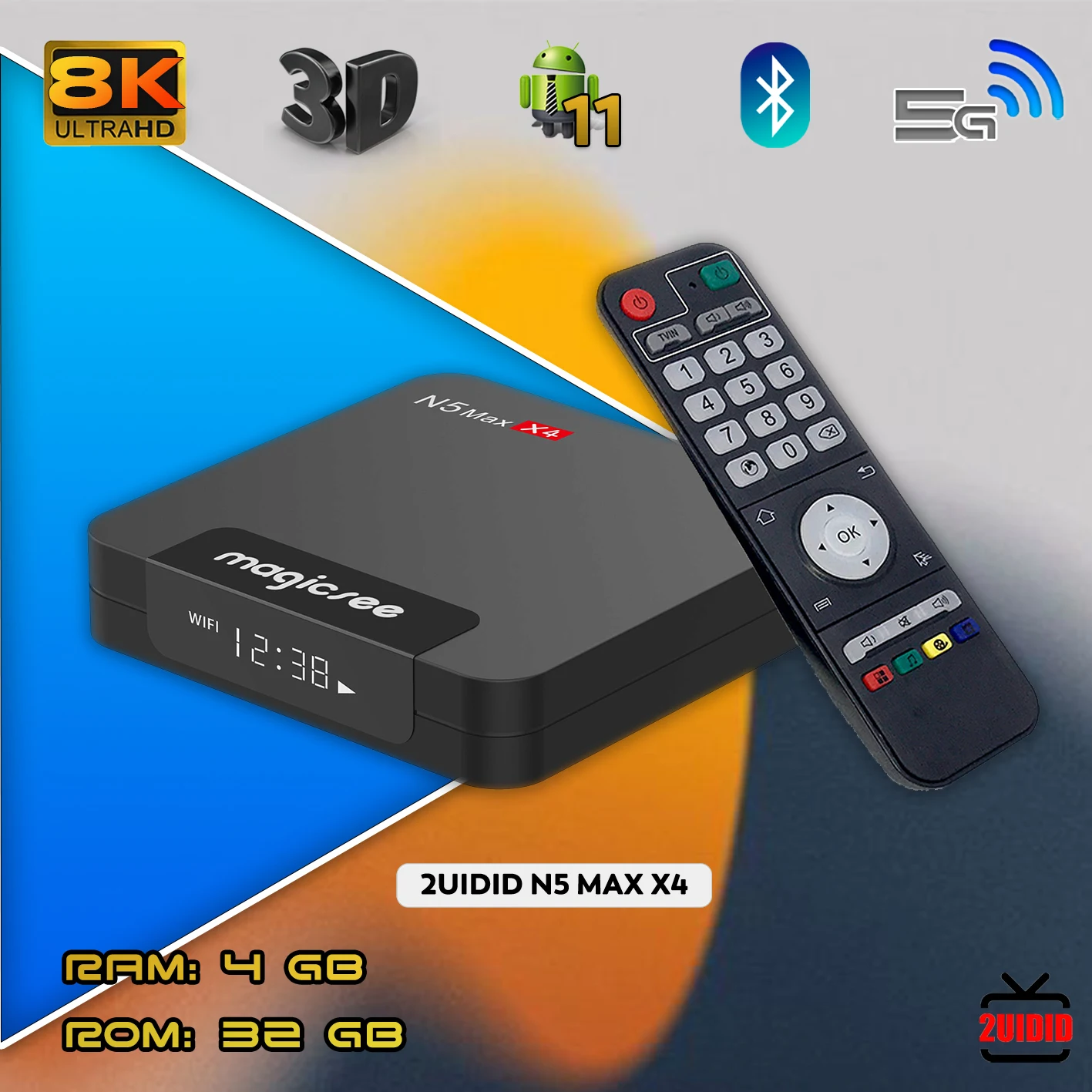 

N5 MAX X4 Smart Bluetooth TV Box Android 11 Amlogic s905X4 Set Top Box 4GB RAM 32GB ROM 2.4G 5G WIFI 6K 4K Smart Media Player