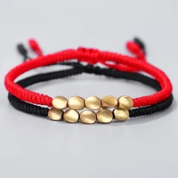 ailodo handmade black red rope chain woven bracelets for women men fashion copper beads charm bracelets jewelry birthday gift
