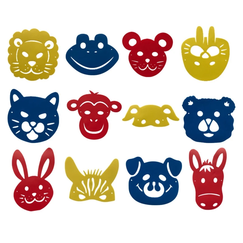 

12x Cartoon Animal DIY Handmade Hollow Painting Template Kids Crafting Flower DIY Hollow Design PP Plastic Templates Set E8BE