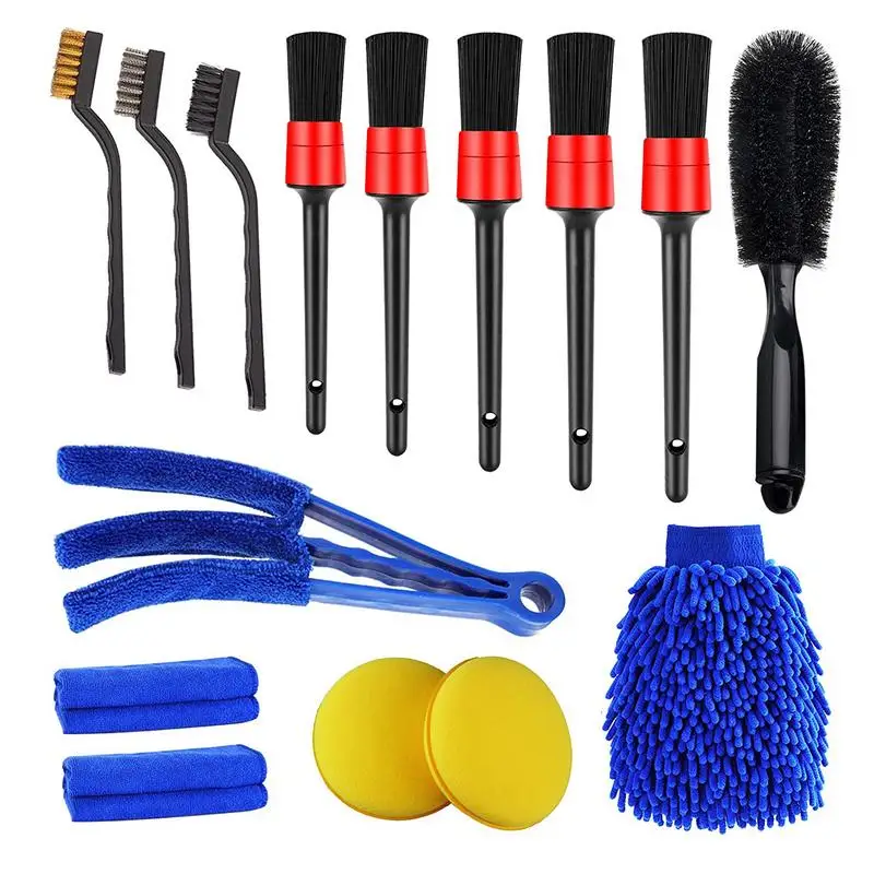 

15pcs Car Cleaning Brush Set Car Wheel Brush Cleaning Kit Super Soft Auto Interior Detail Brush With Synthetic Bristle Dashboard