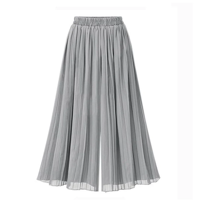 

Elegant Office Lady Trousers Summer Loose Pleated Skirt Pants Fashion High Waist Solid Wide Leg Pants Pantalones De Mujer 27306
