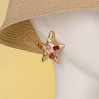 fashion pentagram colored zircon stud earrings high quality summer new earrings girls jewelry gifts