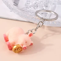new lucky dollars pig keychain key ring resin animal key chains for women men handbag car key holder gifts jewelry