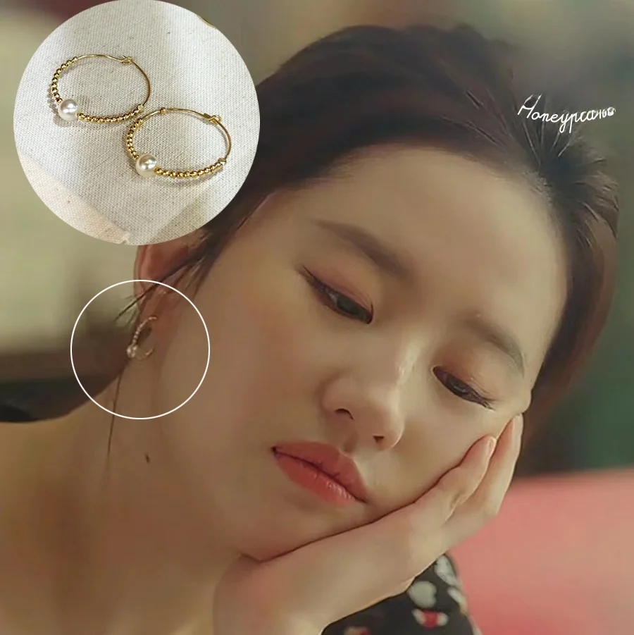 Mori Sugar Planet | Go to the Windy Place Xu Hongdou Liu Yifei Same Sle Golden Beans Ear Ring 4K Gold High Color Rete...