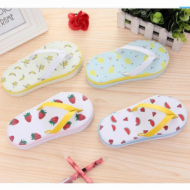 

Creative Fruit Animal Slippers Pencil Case Pen Bag Stationery School Supplies