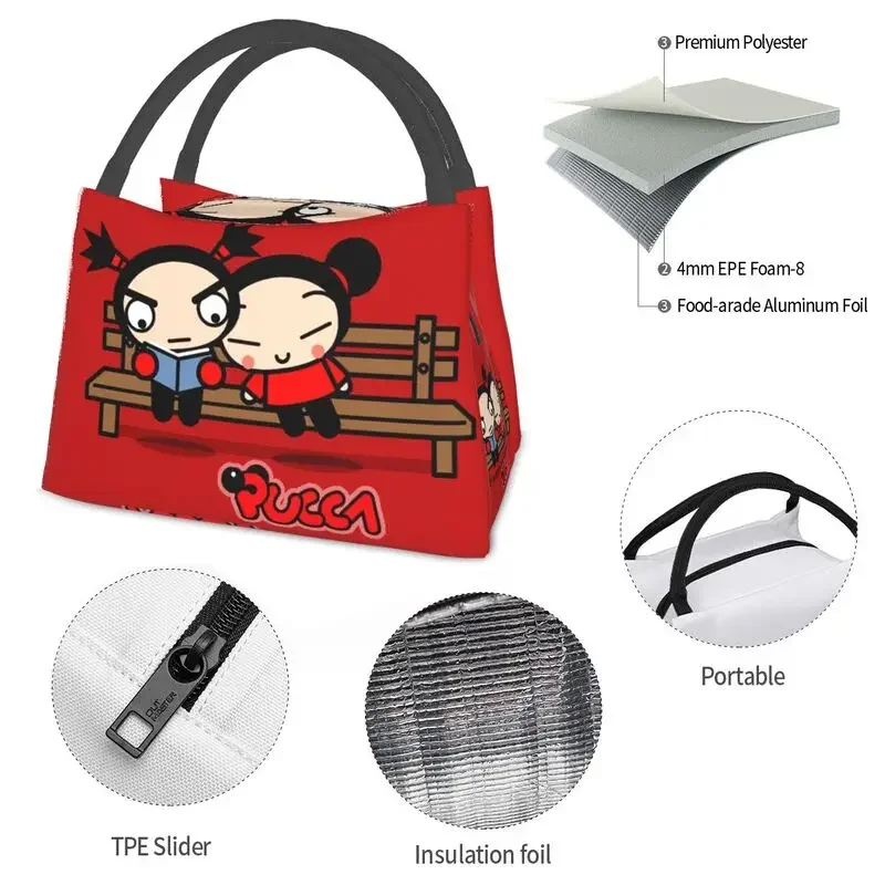 Мультяшные Изолированные сумки для ланча Pucca И Garu женщин водонепроницаемые