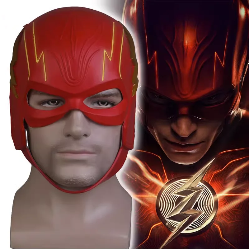 

2023 Flash Barry Allen Mask Cosplay Costume Latex Masks Helmet Masquerade Halloween Party Props