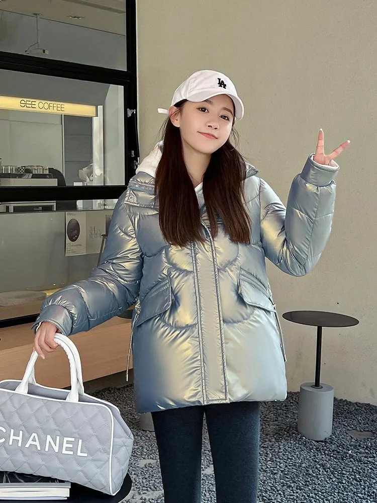 2022 Women's Winter Jacket Coats Thick Down Cotton Padded Short Coat Female Fashion Loose Casual Stand Collar Parkas