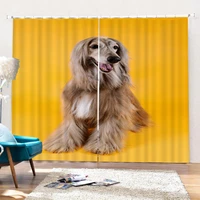 cartoon dog black gray curtains window treatment blinds finished drapes window blackout curtains for living room bedroom