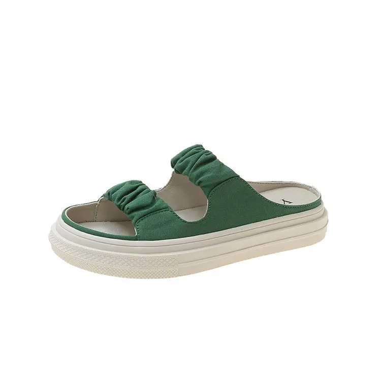 2022 Summer New Women's Slippers Flat Slippers Ladies Outer Wear Canvas Thick Bottom Casual Flip Flop Fashion Sandals Summer