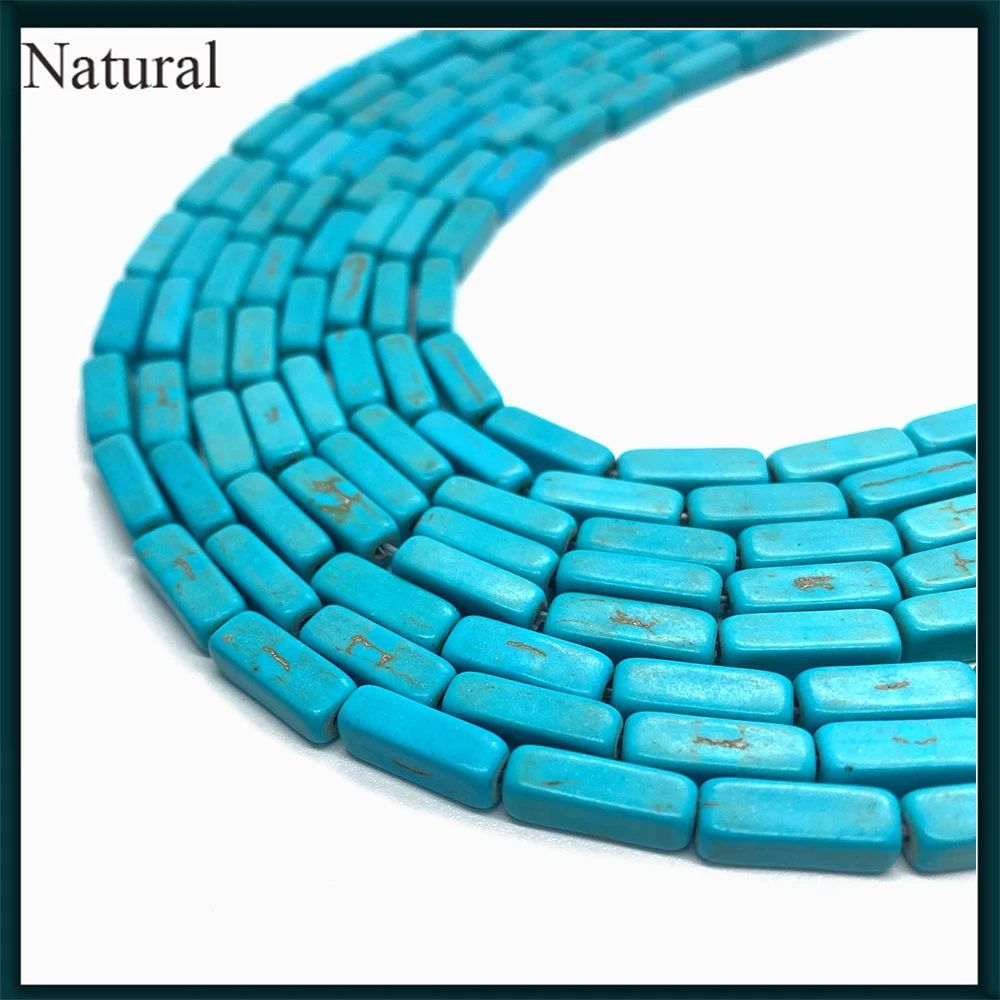 

Natural Stone Artificial Blue Turquoise Rectangular Beads Fashion Necklace Bracelet Accessories DIY Exquisite Jewelry 4x13mm